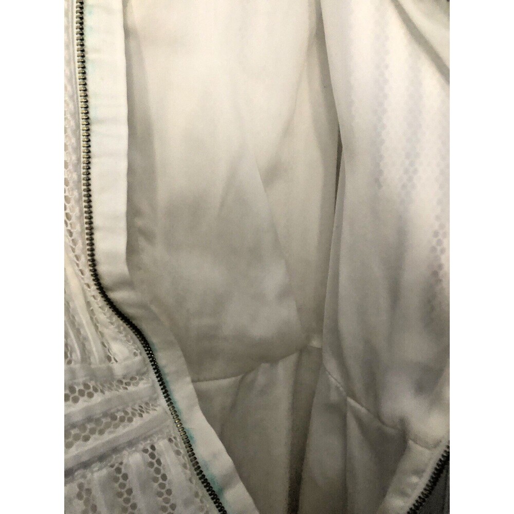 H&M White Knit Striped Lace V-Neck Lined Fit & Flare Dress Back Zipper Sz 6 - Picture 7 of 7